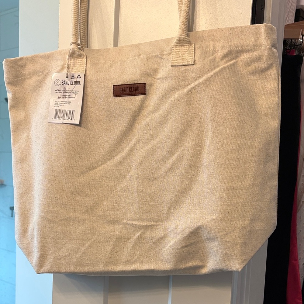 Sand Cloud Cream Canvas Tote Bag and matching zipper pouch. NWT. Never used